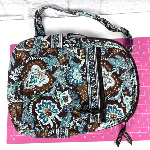 Vera Bradley Backpack Java Blue Brown Floral Quilted Purse Bag Zipper Retired - Picture 13 of 16